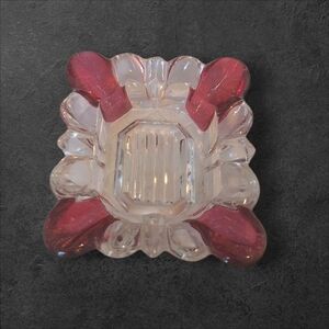 Antique Red and Clear Glass Ashtray 1968